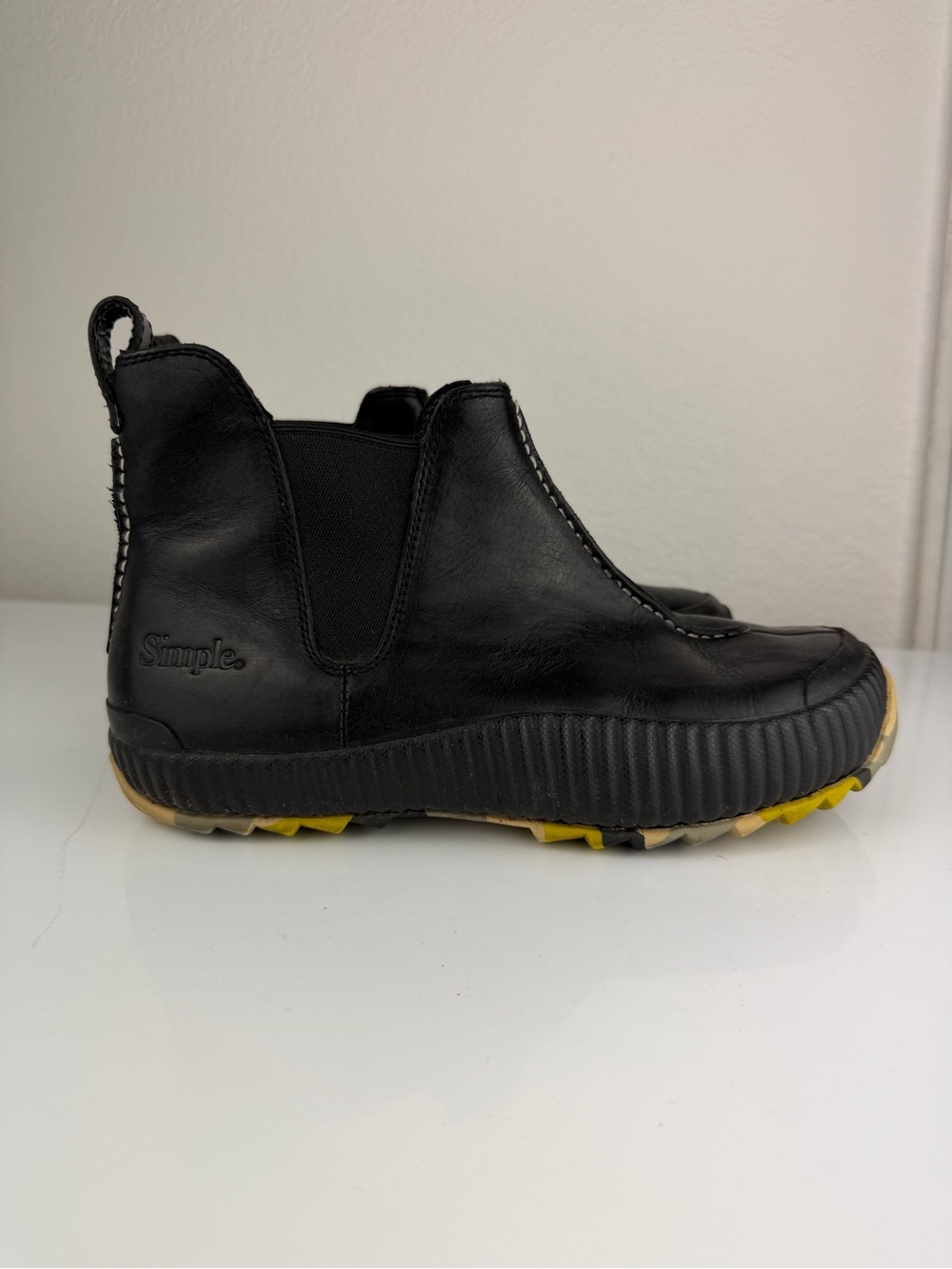 Simple Shoes Leather Booties Black 8